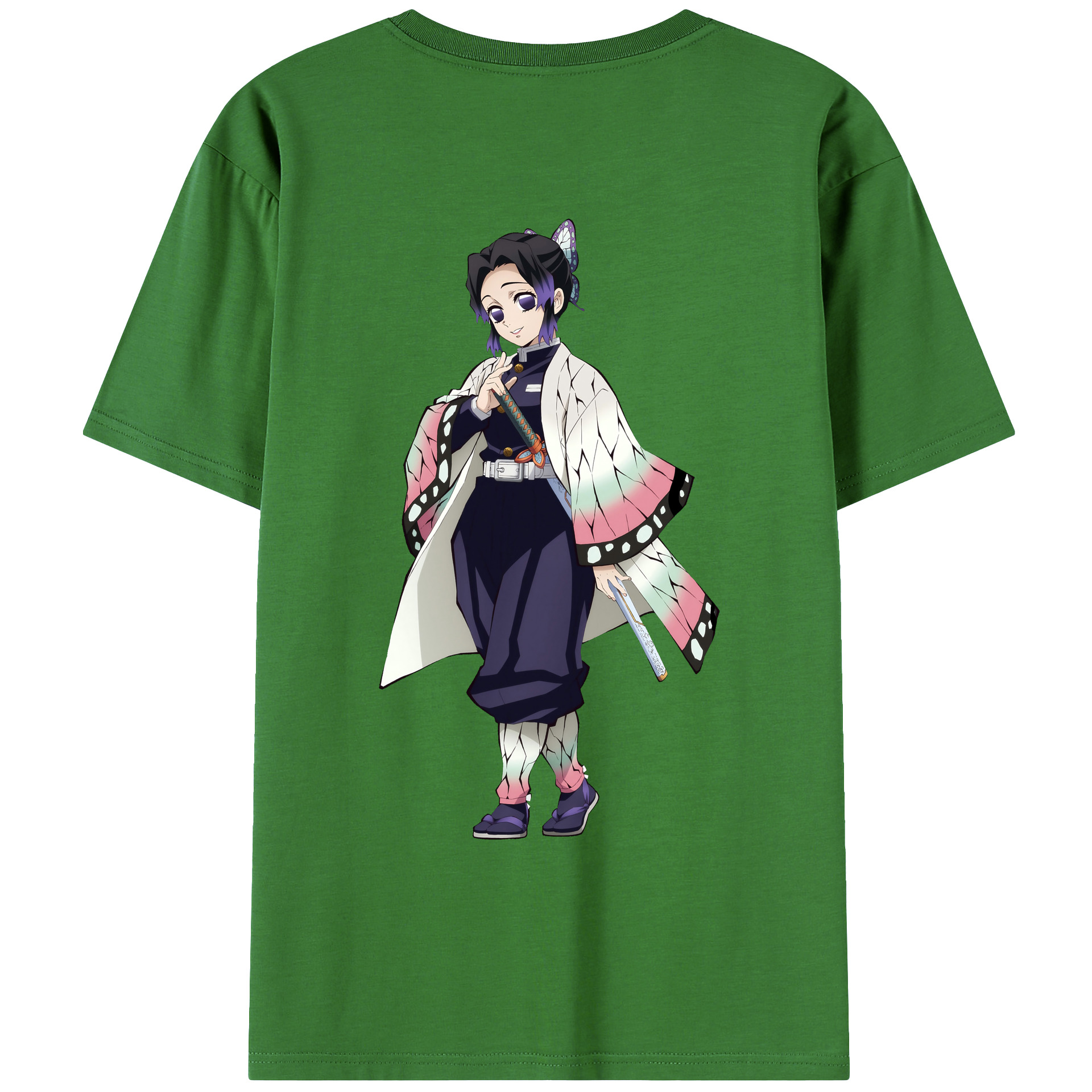 （画像用） 鬼滅の刃（きめつのやいば）蟲柱-胡蝶 しのぶ／こちょう しのぶ Kochou Shinobu レディース半袖Tシャツ(バックプリント)